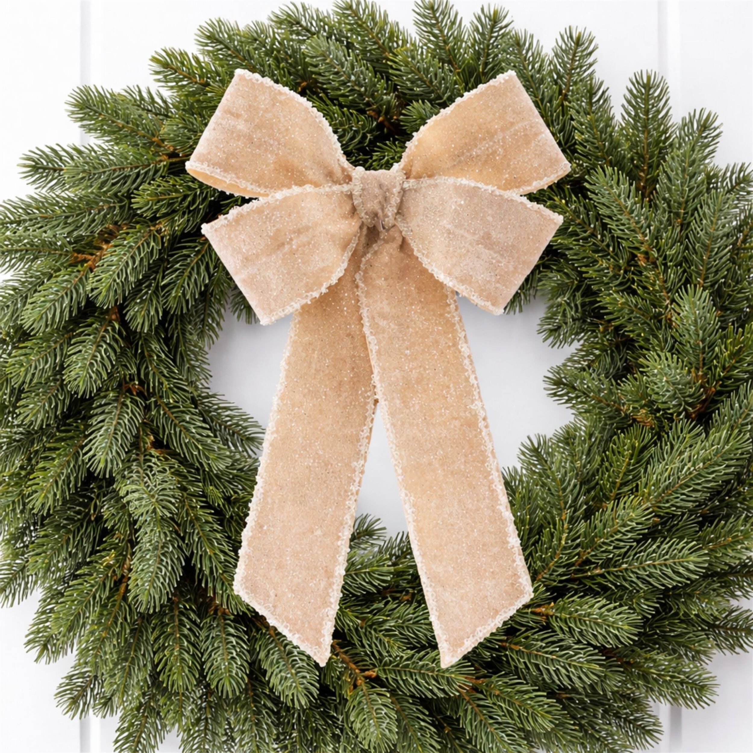 Glittered Velvet Bow Ornament (Set of 2), CREAM, alternate image number 3