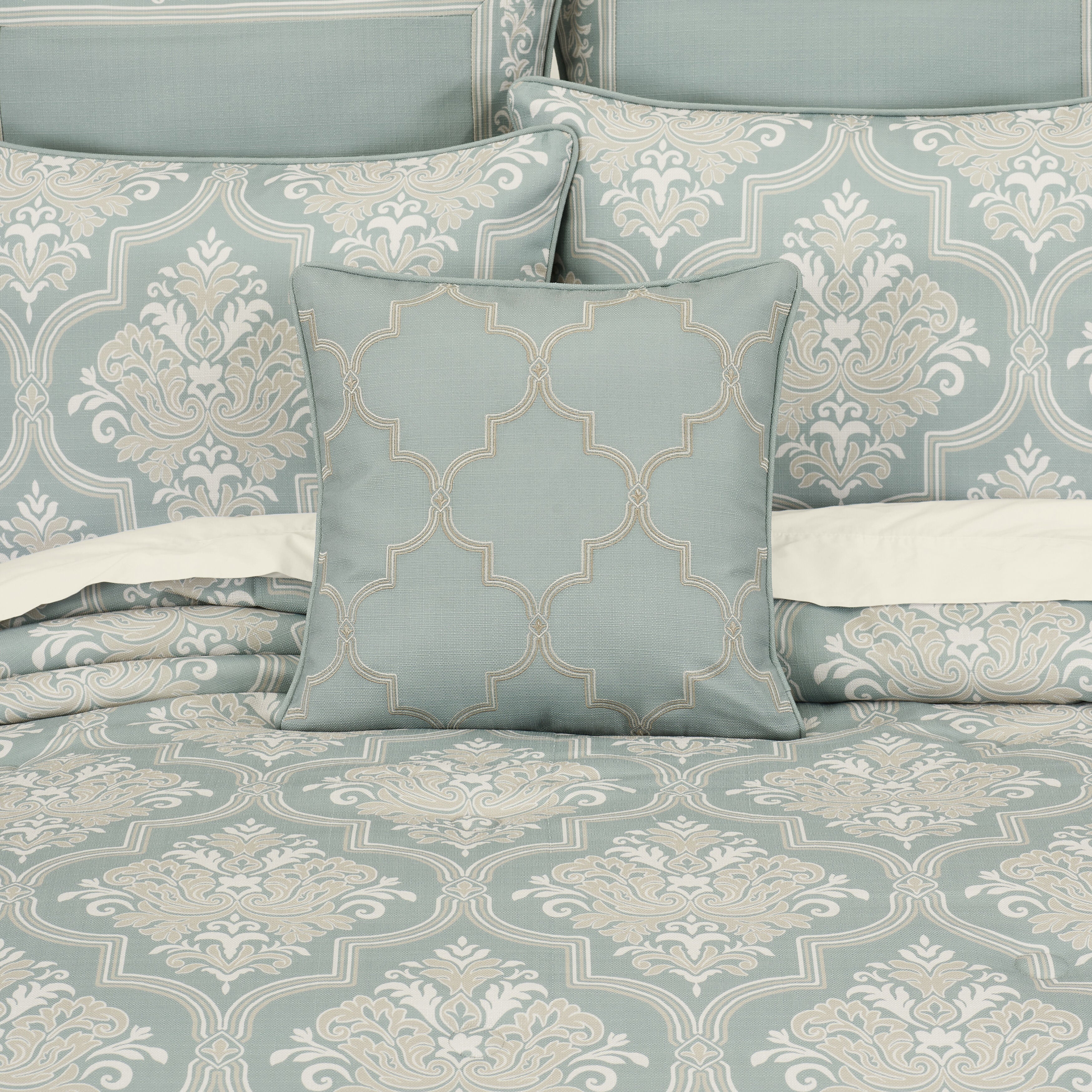 TRANQUILITY 18 inches SQUARE DECORATIVE THROW PILLOW, AQUA, alternate image number 2