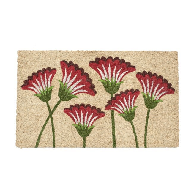Red Floral With Green Stems Coir Mat With Vinyl Backing Floor Coverings, MULTI, hi-res image number null