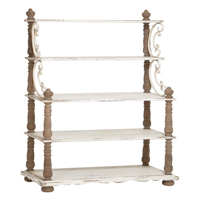 White Wood Farmhouse Shelving Unit, 75 inches x 32 inches x 16 inches, WHITE, hi-res image number null
