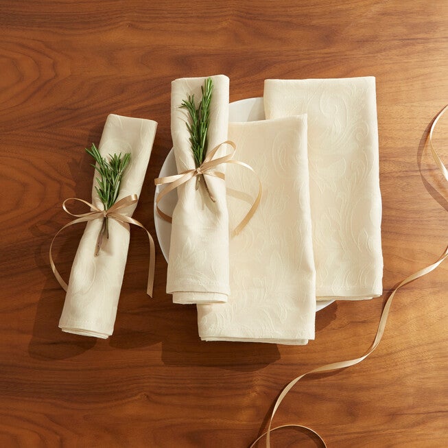 Damask Set of 4 Napkins 20 inches Sq., IVORY, hi-res image number null
