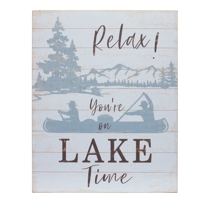Wooden Lake Life Sentiment Sign (Set of 2), WHITE BROWN BLUE, alternate image number 1