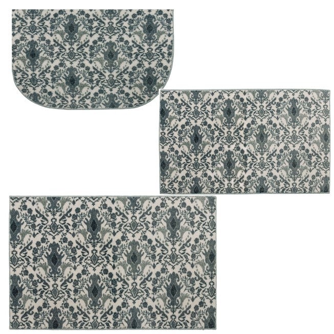 Damask Tile Navy Kitchen Rug, , alternate image number null