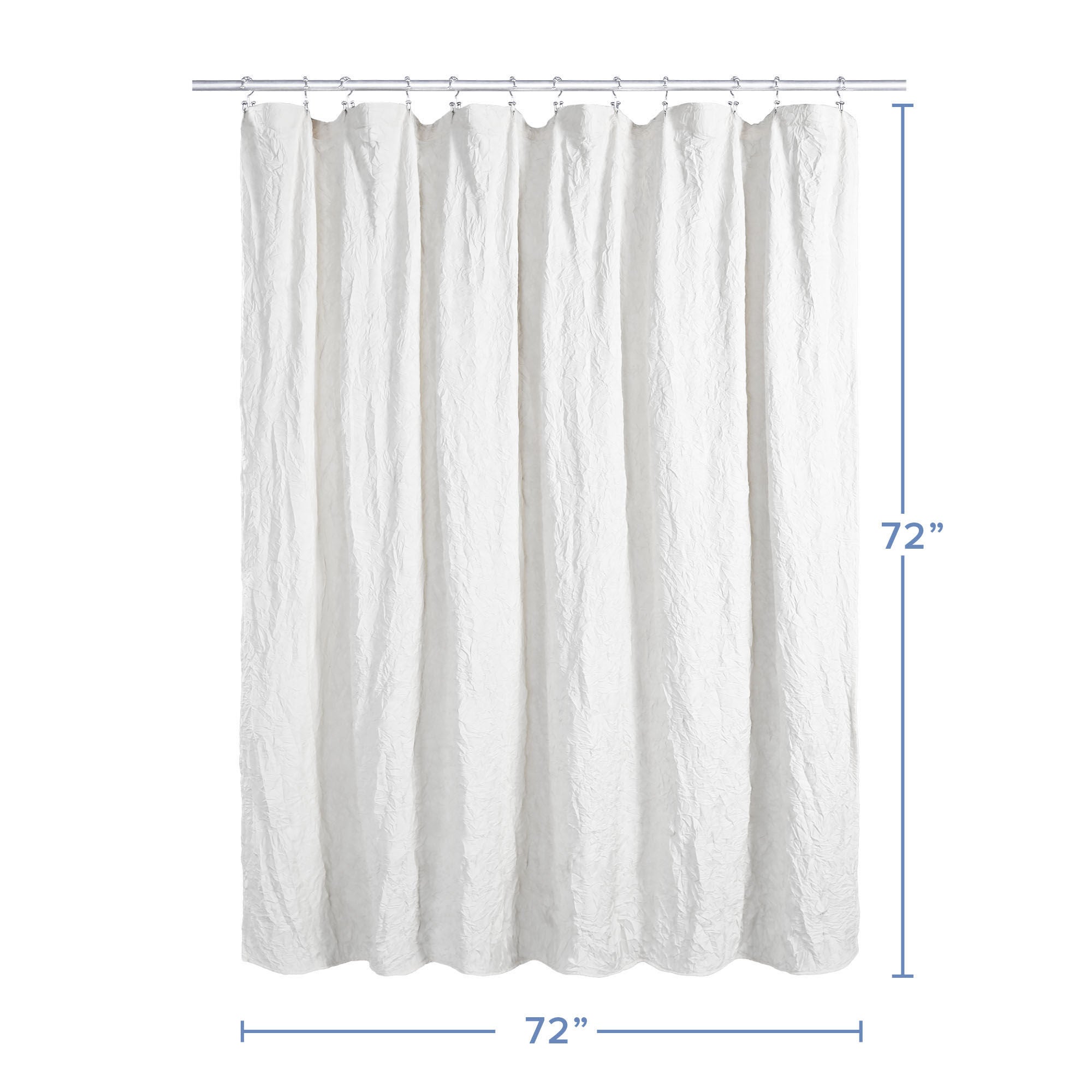 Crinkle Eco-friendly Water Repellent Solid Texture Shower Curtain, WHITE, alternate image number 4