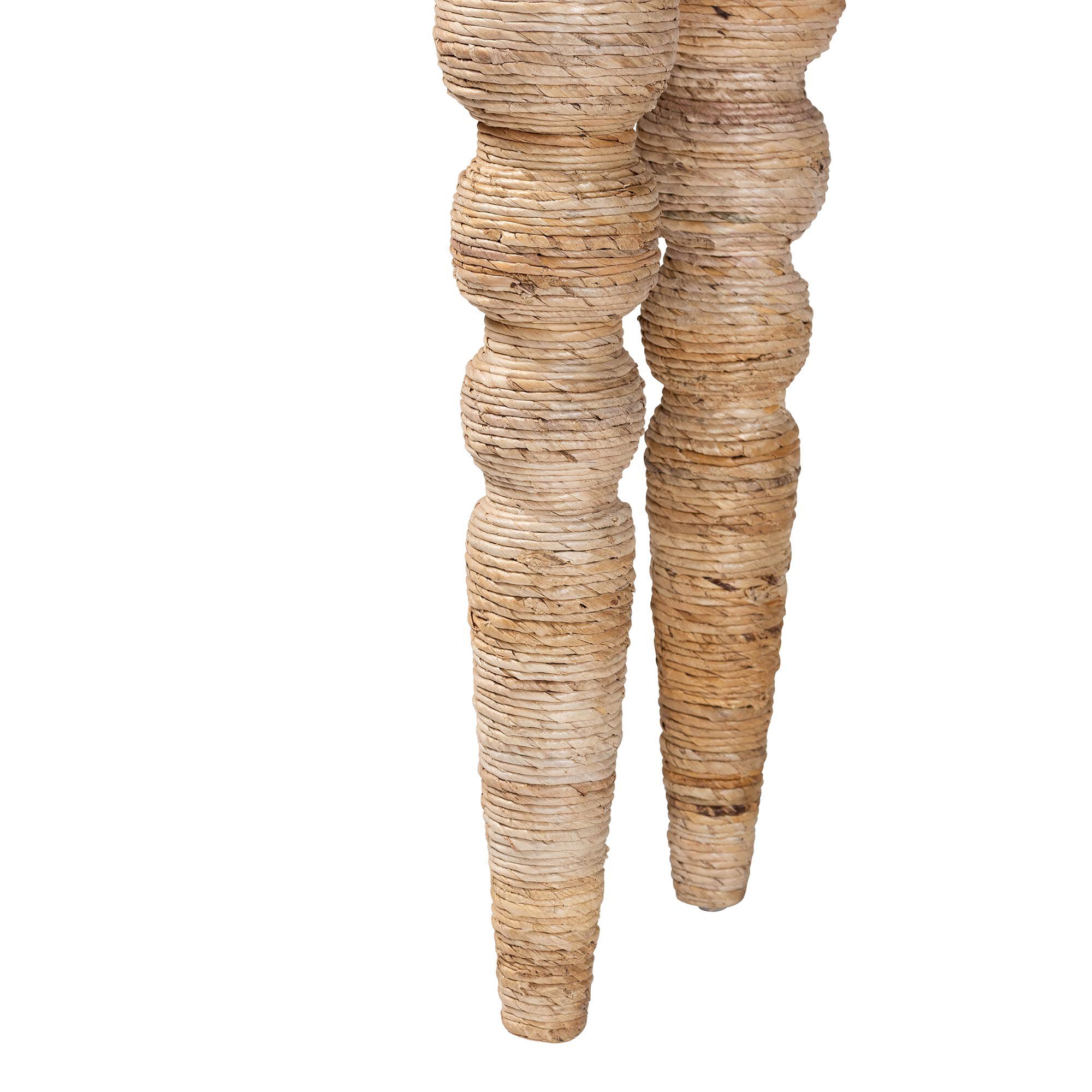 Nasnan Teak Wood Console Table with Seagrass and Bobbin Legs, BROWN, alternate image number 6