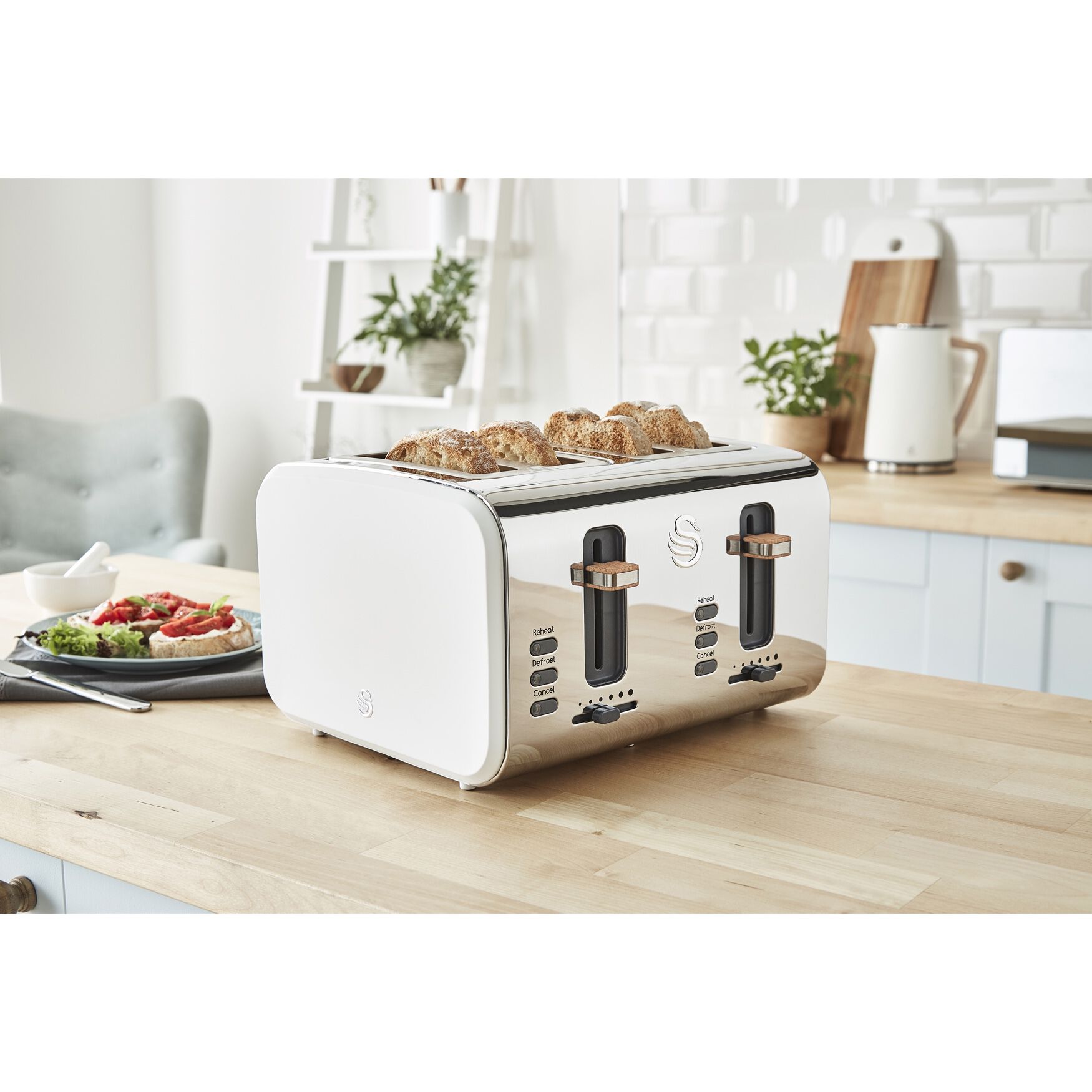 Nordic 4 Slice Toaster - White, WHITE, hi-res image number 0