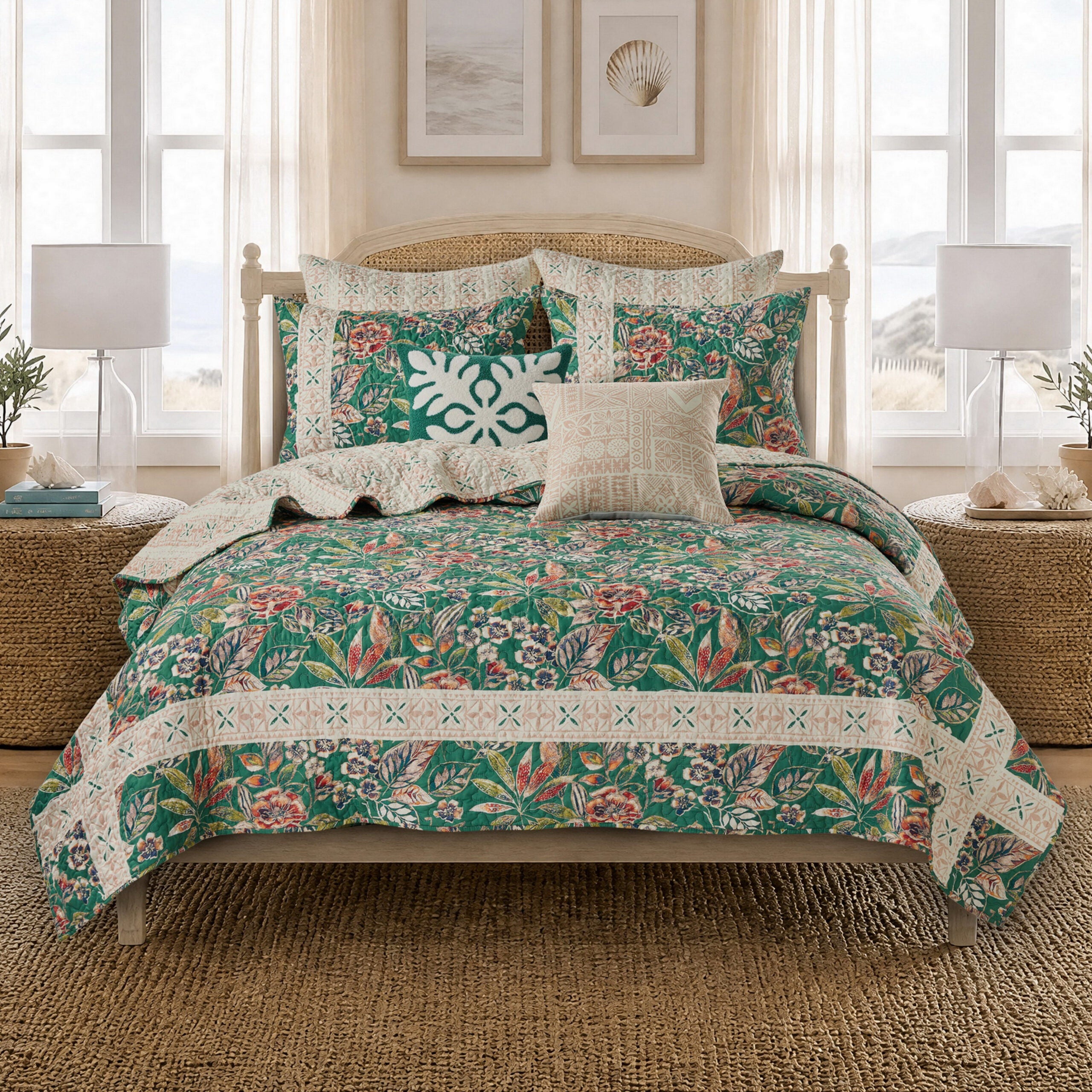 Kaia Tropical Botanical Quilt Set, MULTI, hi-res image number 0