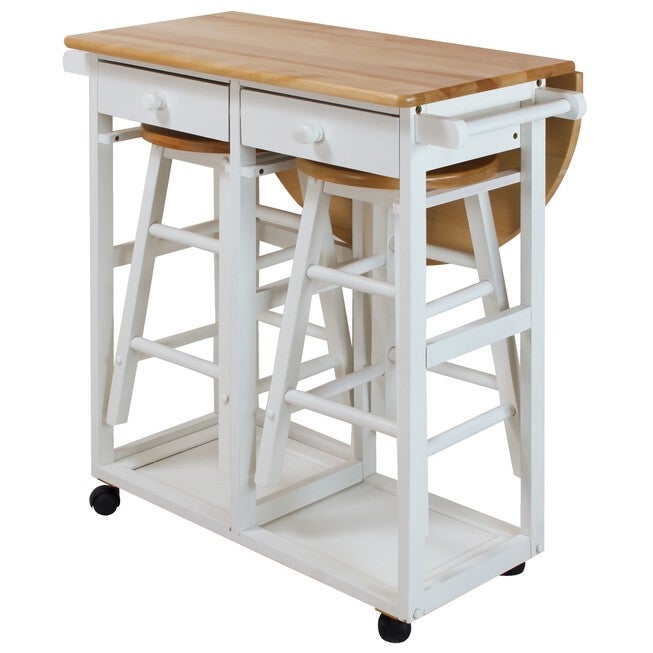 Breakfast Cart with Drop-Leaf Table-White, , alternate image number 4