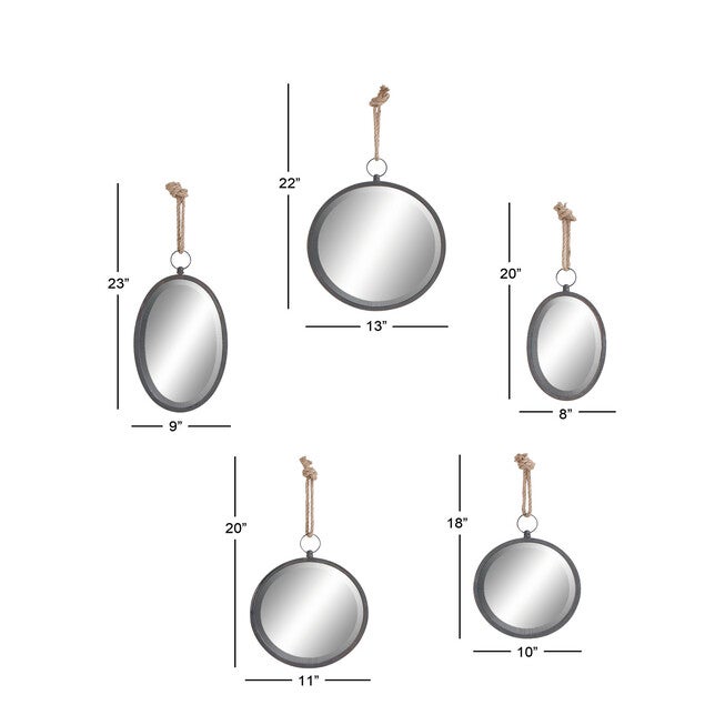 Set Of 5 Grey Metal Glam Wall Mirror, , alternate image number 6