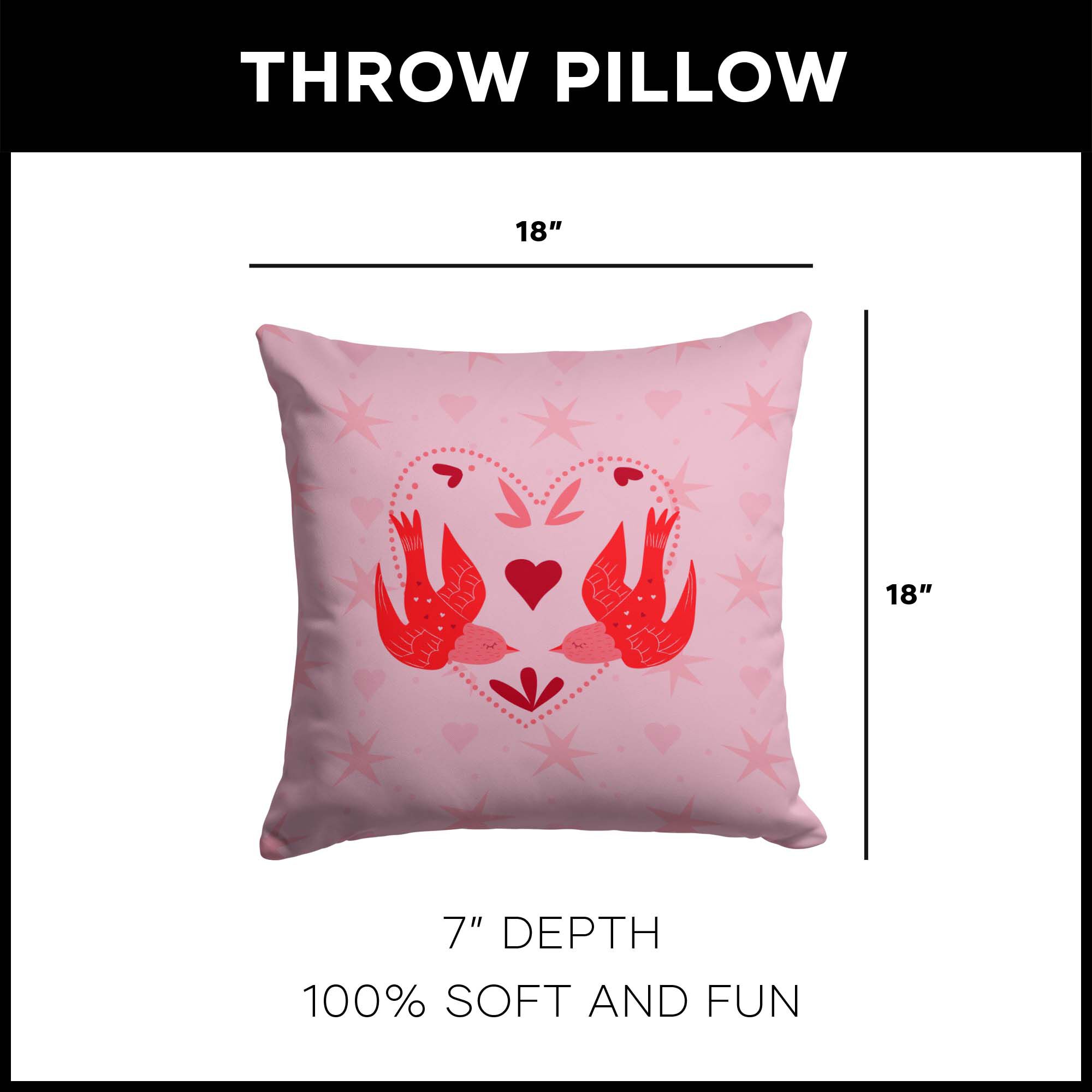 Valentine's Day Flying Birds Throw Pillow 18X18 Inches, FLYING BIRDS, alternate image number 4