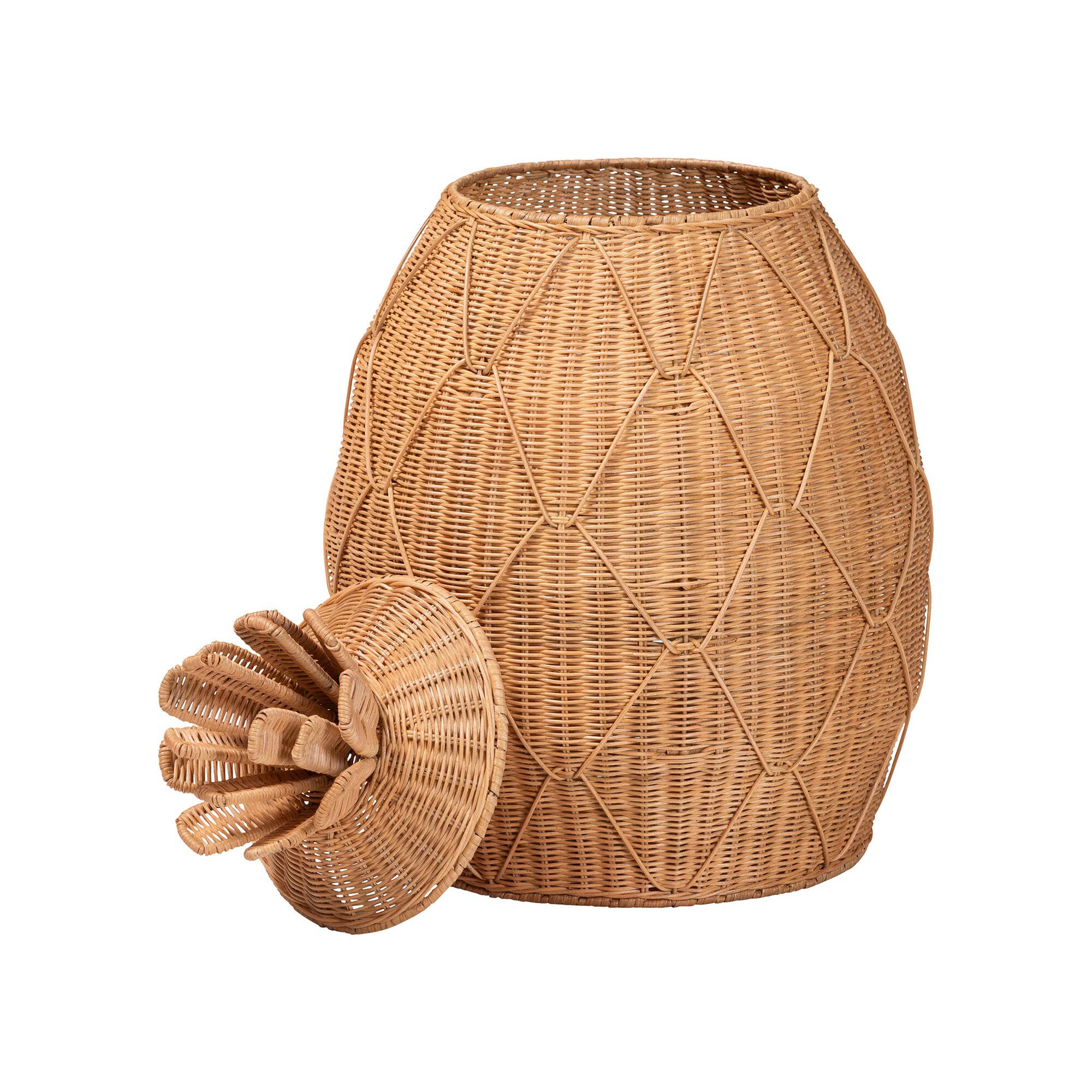 Pelham Natural Rattan Laundry Hamper, HONEY, alternate image number 2
