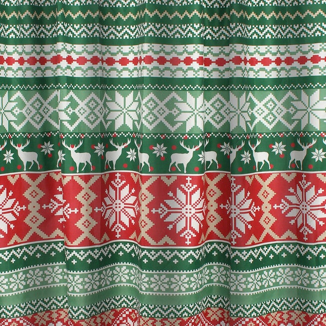 Greenland Home Fashions™ Fair Isle Bath and Shower Curtain, RED, alternate image number 3