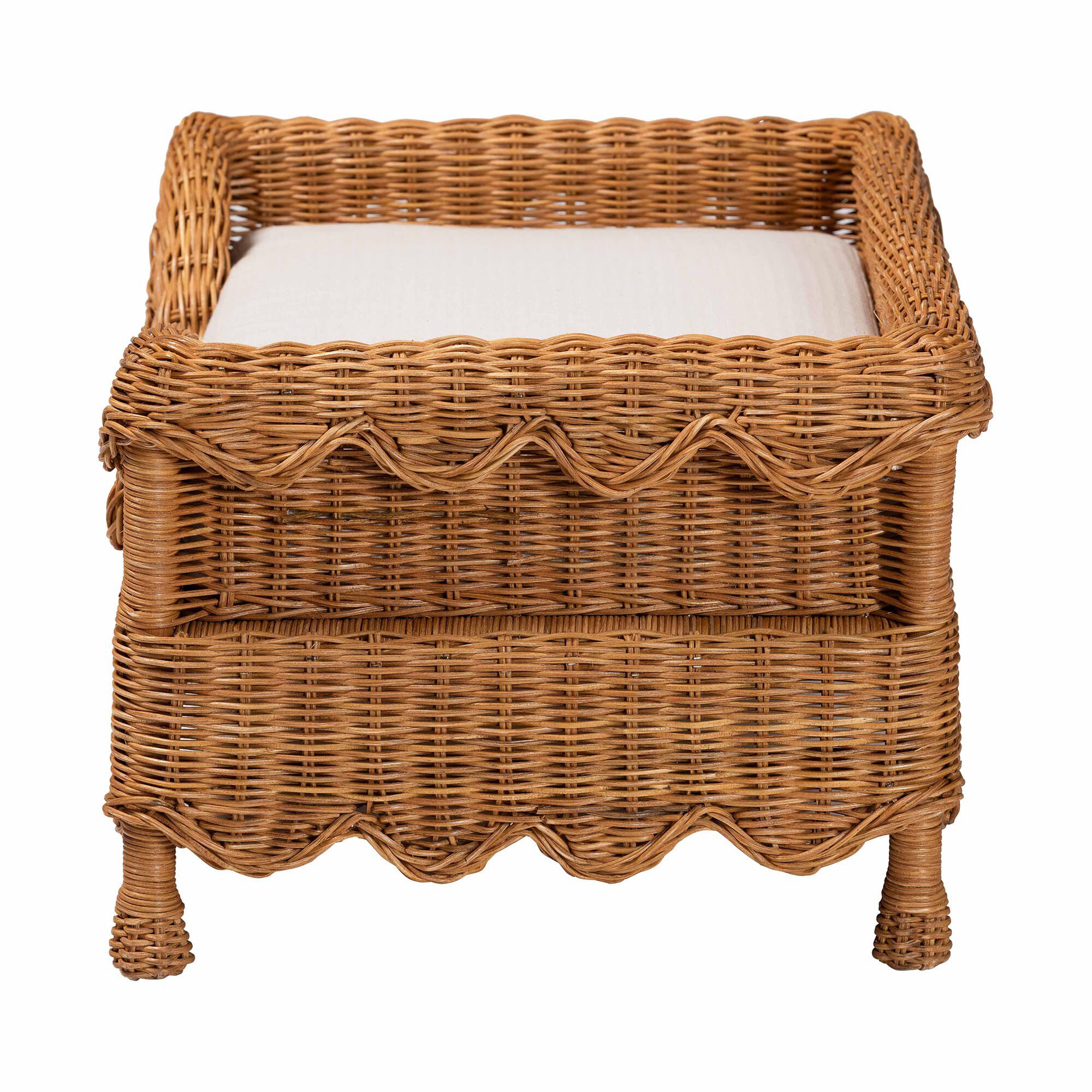 Papina Natural Rattan Pet Bed with Scalloped Sides, 25.6 inches, HONEY, alternate image number 3