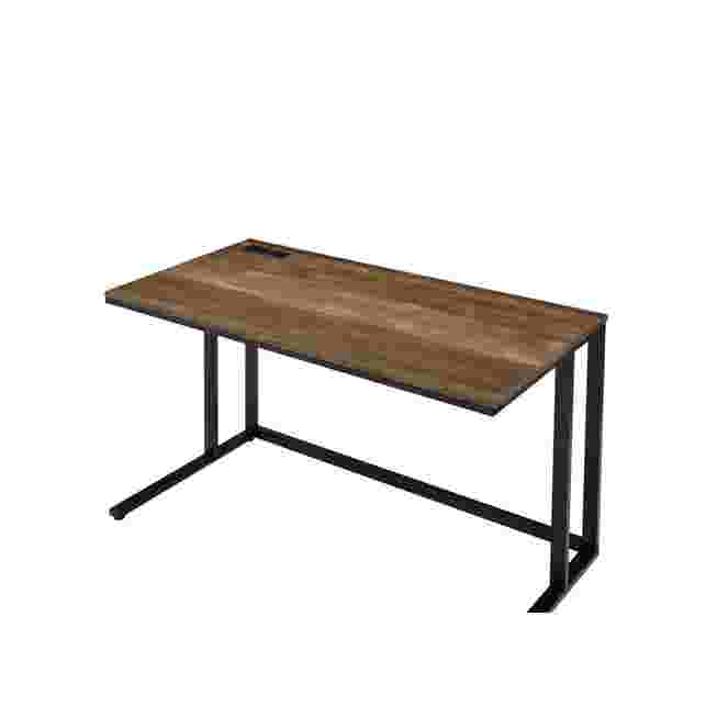 Wooden desk with black metal legs
