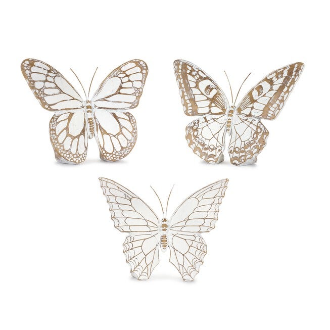 Butterfly (Set of 3) 6.75 inchesL x 5.5 inchesH, 7 inchesL x 5.5 inchesH, 7.25 inchesL x 5.75 inchesH Resin, WHITE/BROWN, hi-res image number 0