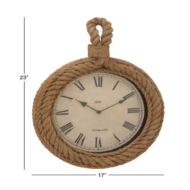 Beige Coastal Wood Wall Clock, , alternate image number 6