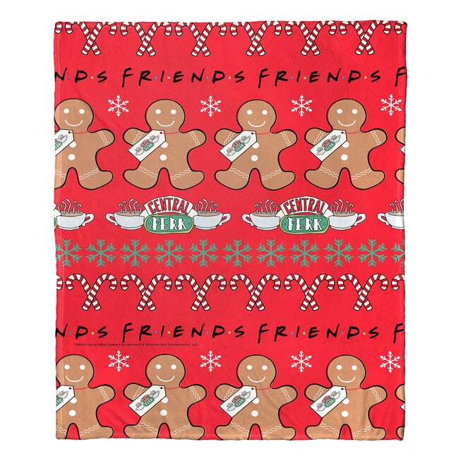 Wb Friends Gingerbread Pattern Silk Touch Throw Blanket, , on-hover image number null