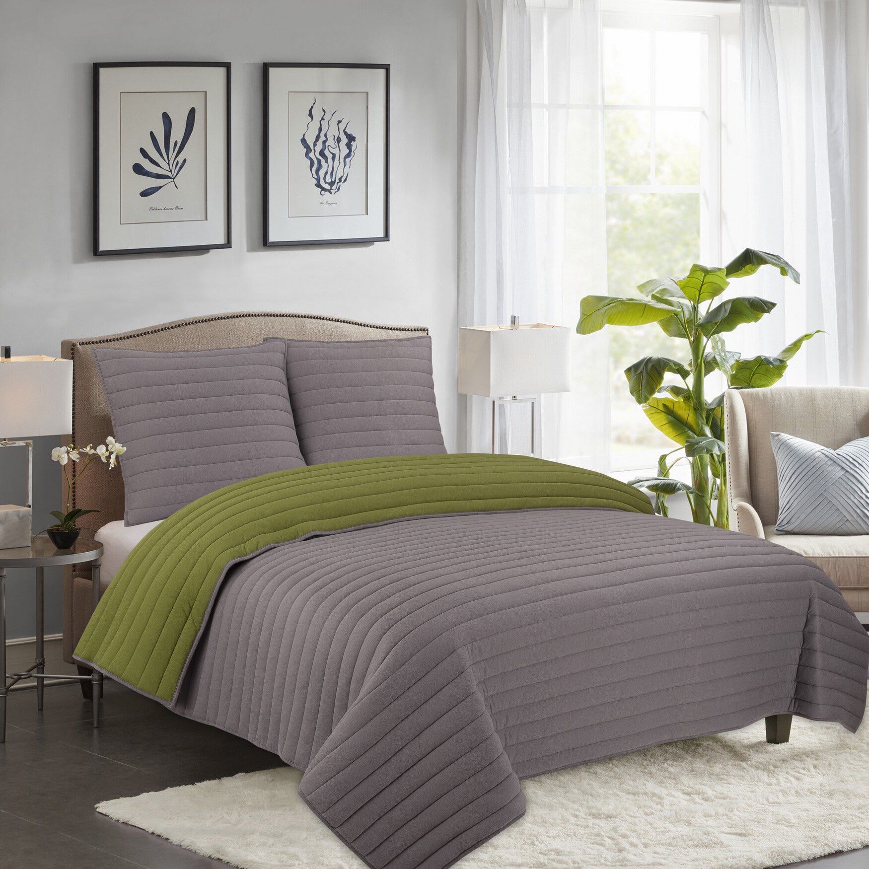 Jersey Knit Blue Stripe Comforter Set King Size