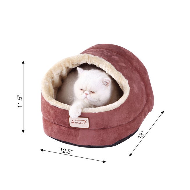 Faux Fur, Faux Suede Pet Cat Dog Cave Pet Bed, Beige/Laurel Green, , alternate image number 6