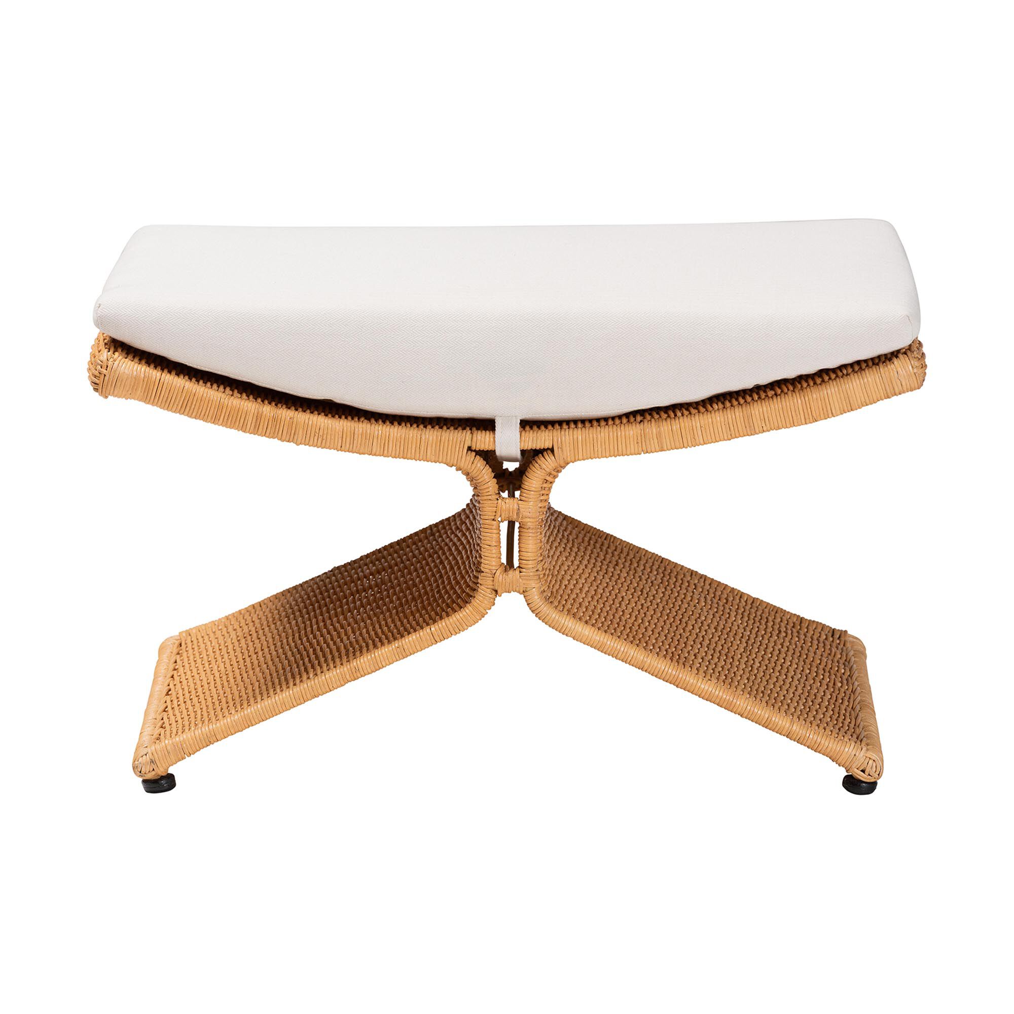 Reya Natural Rattan Footstool, HONEY, alternate image number 2