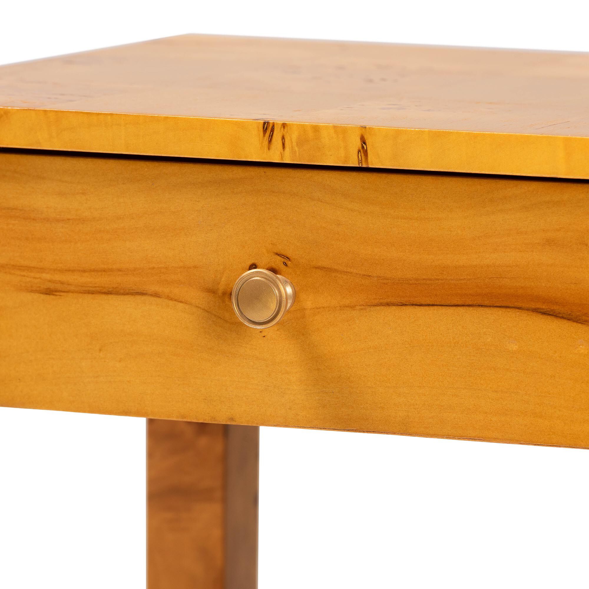 Azmi Modern and Contemporary Natural Light Mappa Real Burl Wood 2-Drawer Nightstand, BURL, alternate image number 5