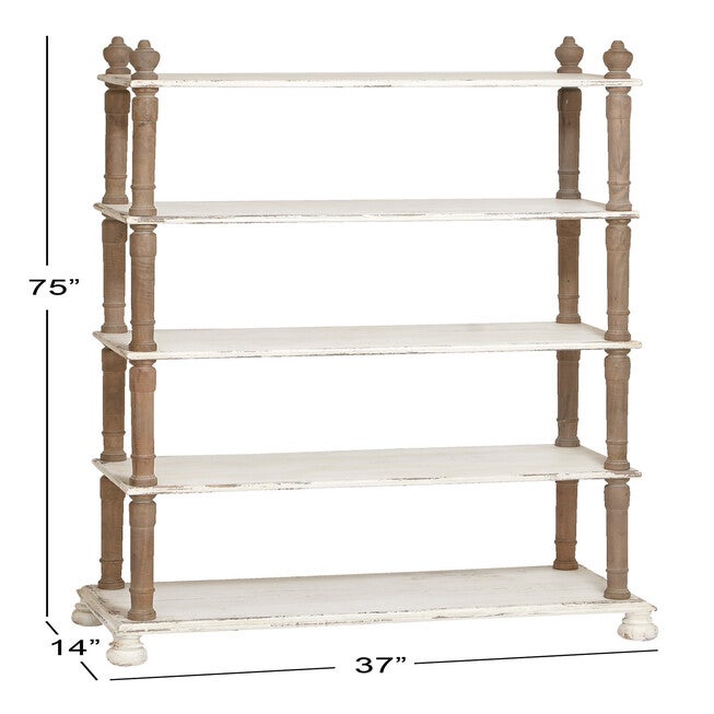 White Wood Farmhouse Shelving Unit, 75 inches x 37 inches x 14 inches, , alternate image number 5