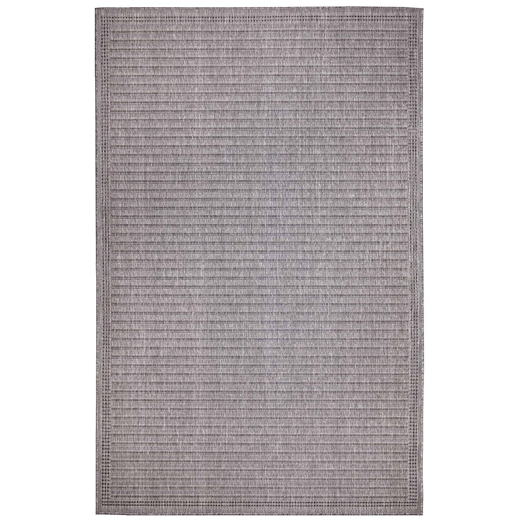Malibu Simple Border Indoor/Outdoor Area Rug Charcoal, CHARCOAL, hi-res image number 0