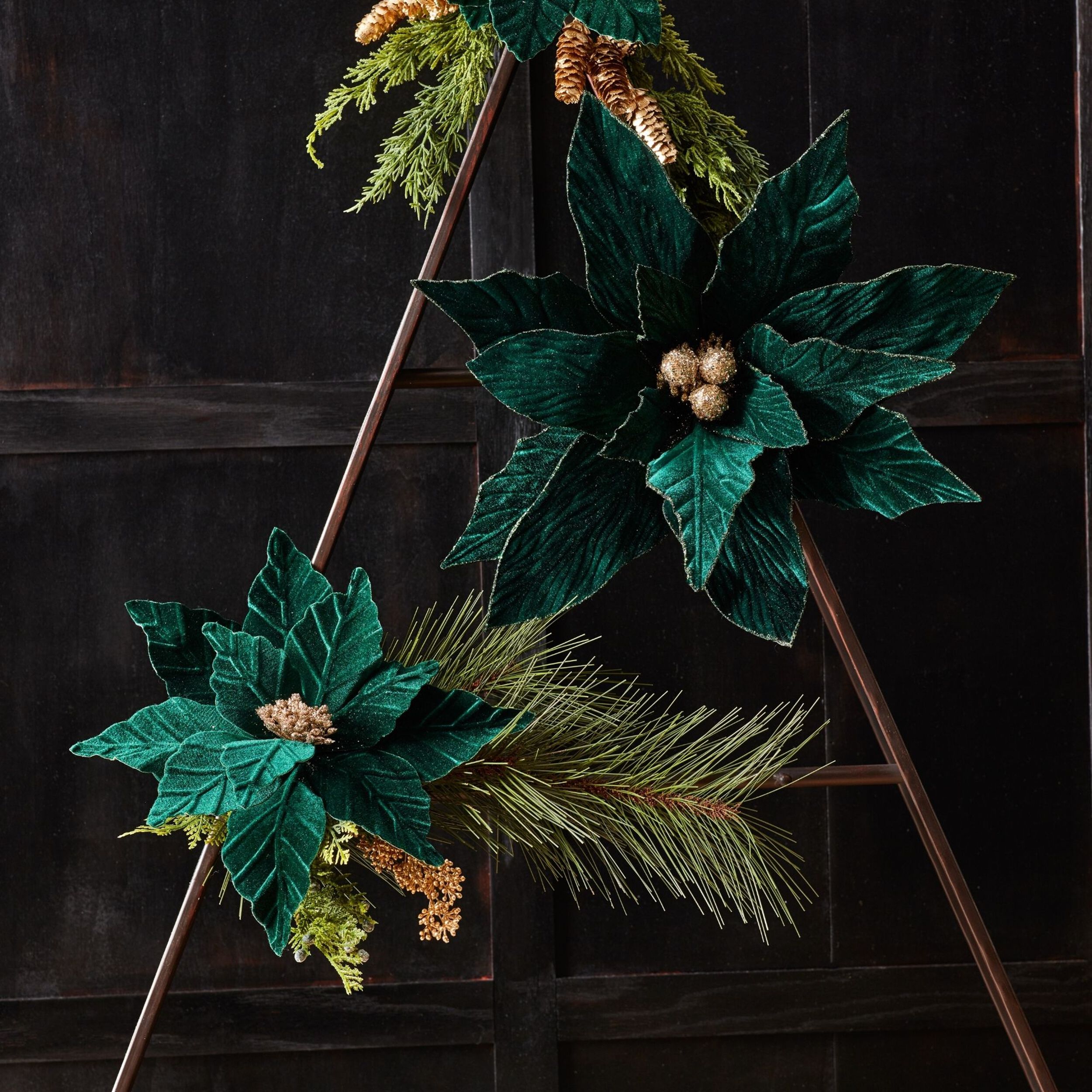 Forest Green Poinsettia Stem (Set of 2), GREEN, alternate image number 1