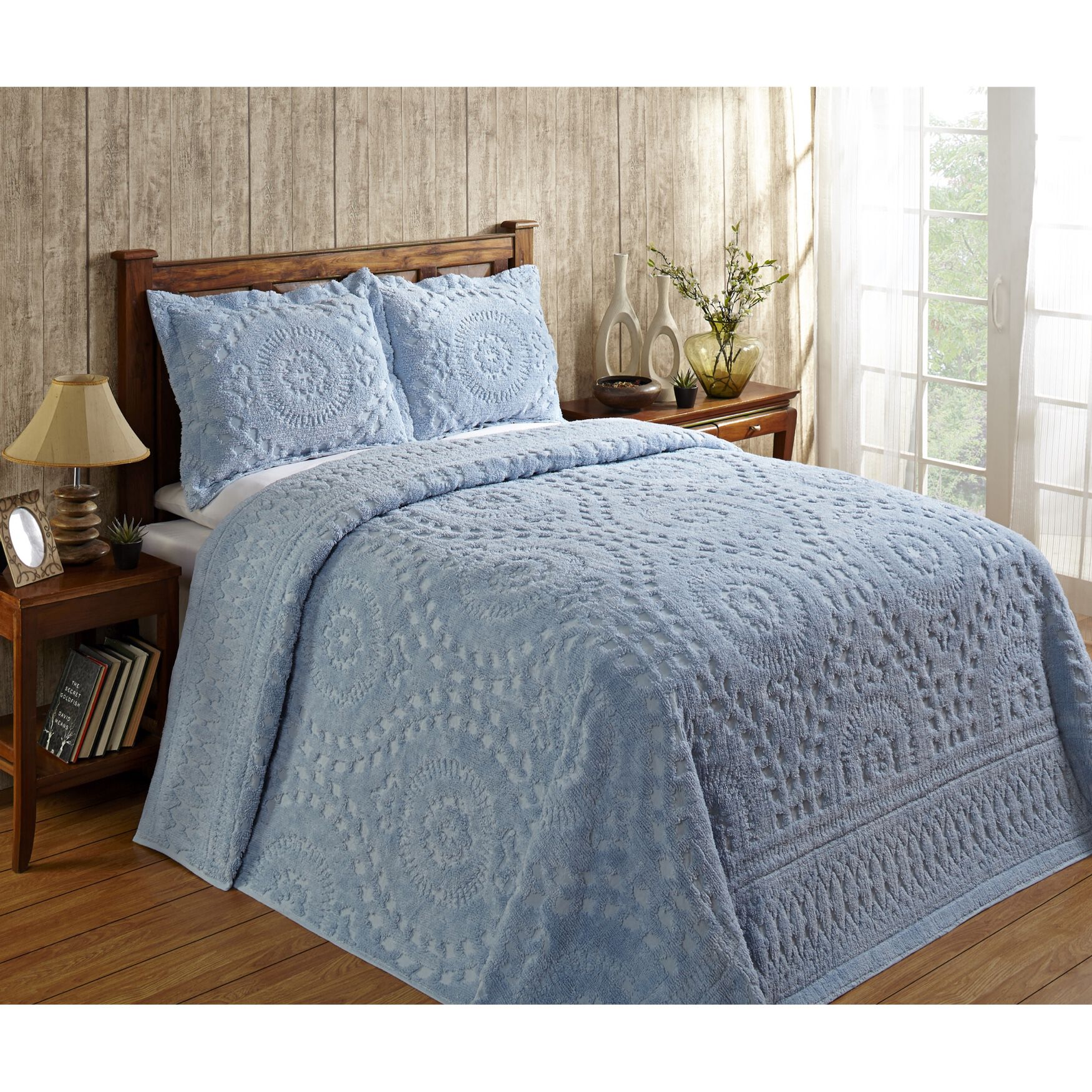 Rio Collection 100% Cotton Bedspread Set, BLUE, hi-res image number 0