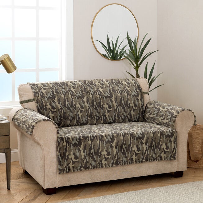 Camo Plush Loveseat Furniture Cover, OLIVE, hi-res image number null