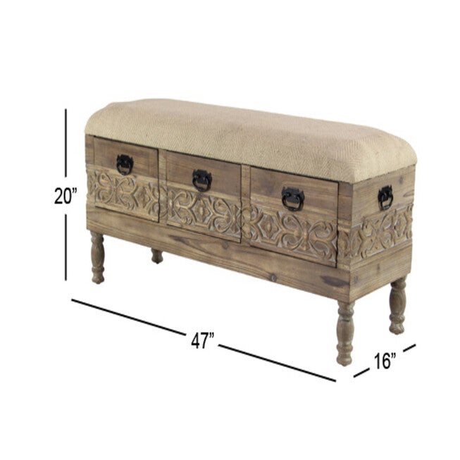 Brown Chinese Fir Farmhouse Bench, 20x47x16, , alternate image number 7