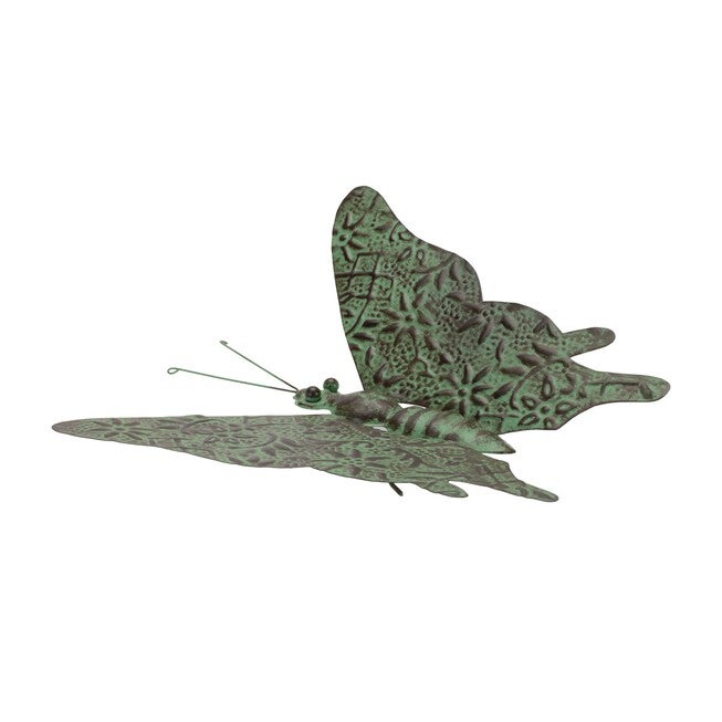 Iron Metal Butterfly Garden Accent 12.5 inchesL, GREEN/BLACK, hi-res image number 0