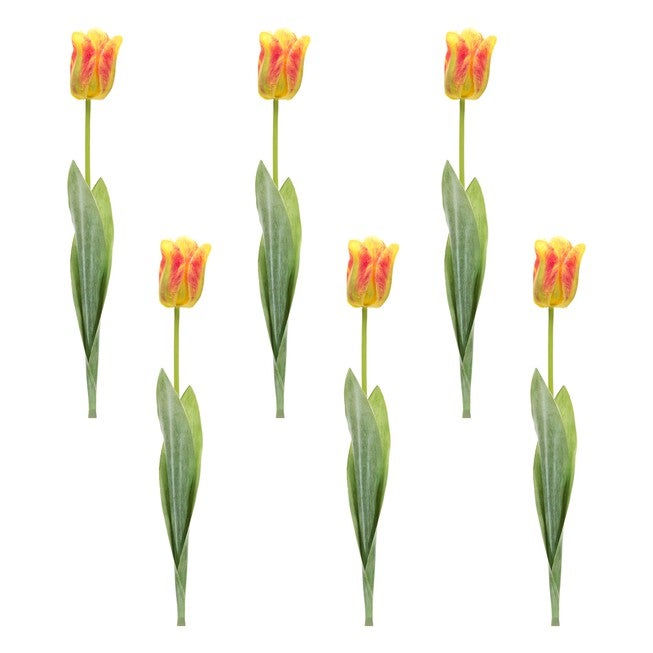 Tulip Stem (Set of 6) 27 inchesH Polyester/Plastic, GREEN/YELLOW, alternate image number 2