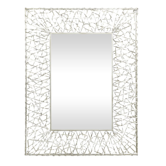 Silver Industrial Metal Wall Mirror, SILVER, hi-res image number null