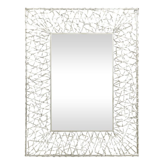 Silver Industrial Metal Wall Mirror, SILVER, hi-res image number 0