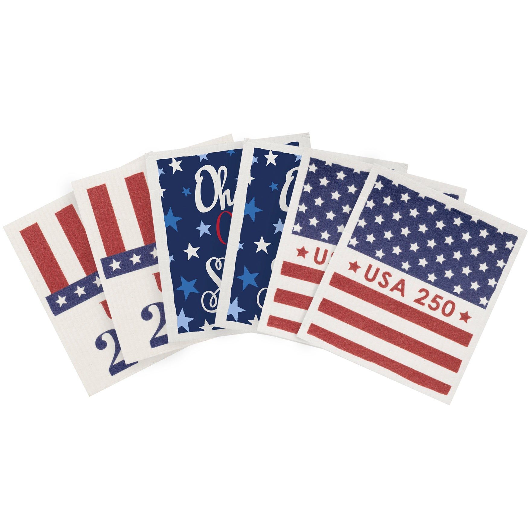  6-PAmericana Swedish Sponge Cloth Set, RED BLUE WHITE, hi-res image number 0