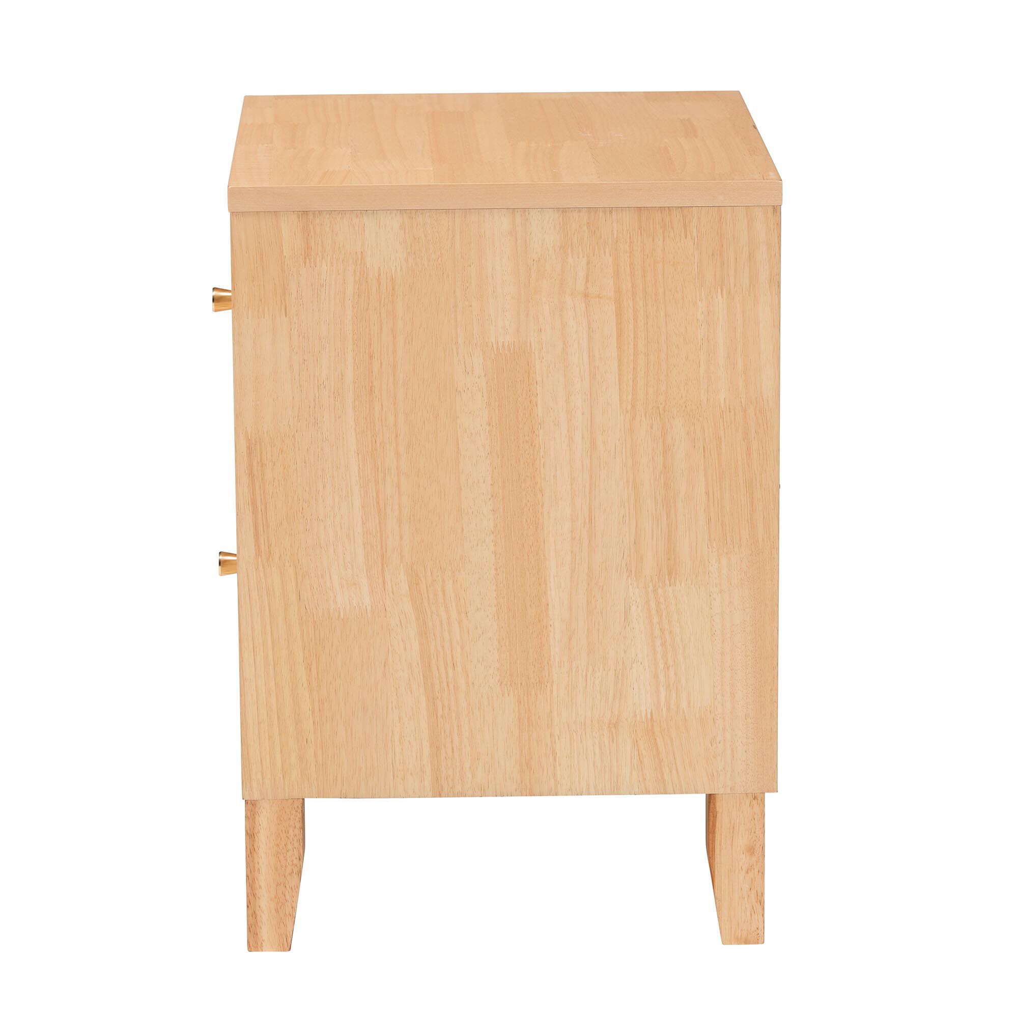 Hosea Japandi Carved Honeycomb Natural 2-Drawer Nightstand, NATURAL, alternate image number 4
