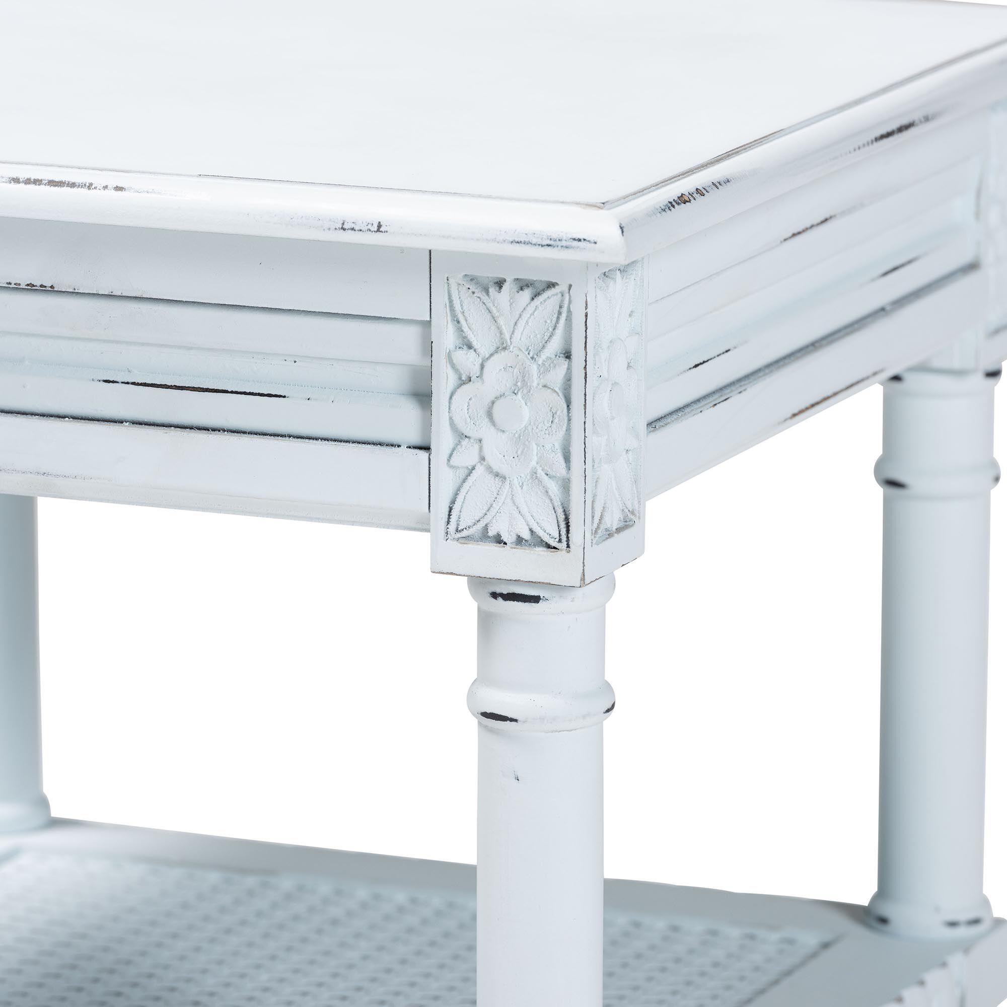 Jeanne Vintage Traditional White Wood End Table, WHITE, alternate image number 5