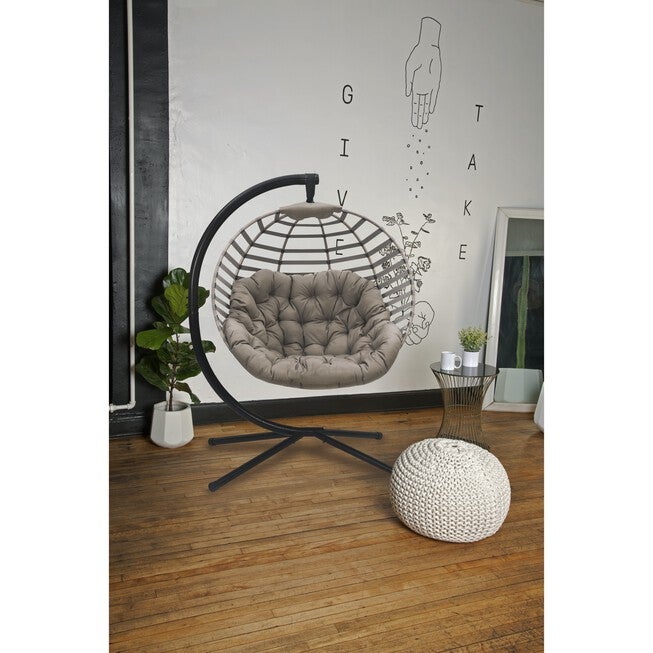 Modern Hanging Ball Chair with Stand, , on-hover image number 1
