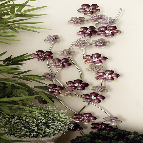 Purple Metal Glam Floral Wall Decor, , alternate image number null