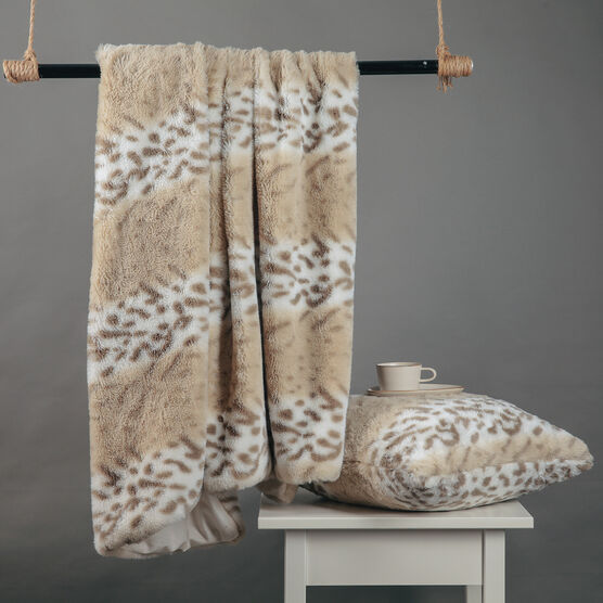 SNOW LEOPARD FAUX FUR THROW, , on-hover image number null