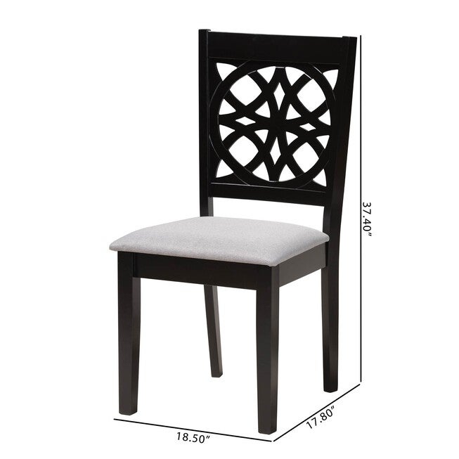 Abigail Modern Beige Fabric And Dark Brown Finished Wood 2-Piece Dining Chair Set, , alternate image number null