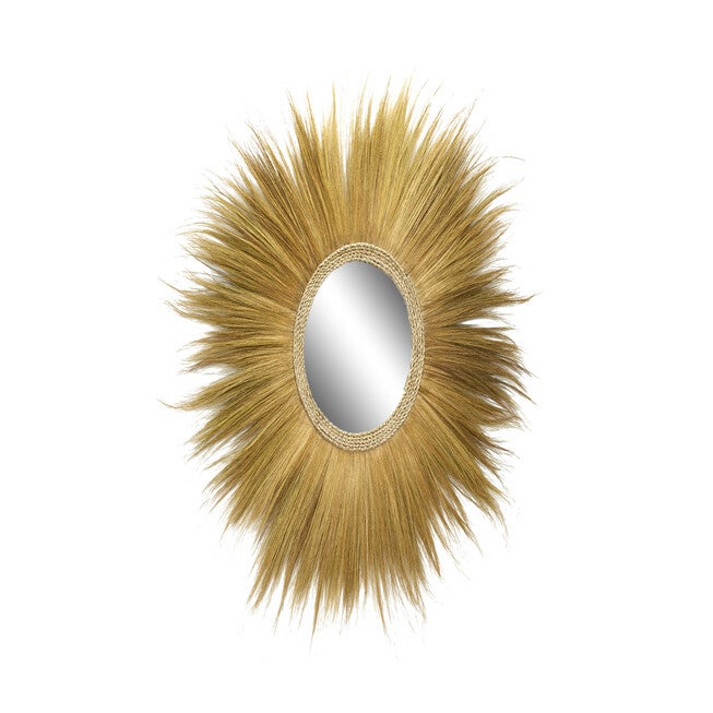 Brown Boho Style Sea Grass Wall Mirror, BROWN, hi-res image number 0