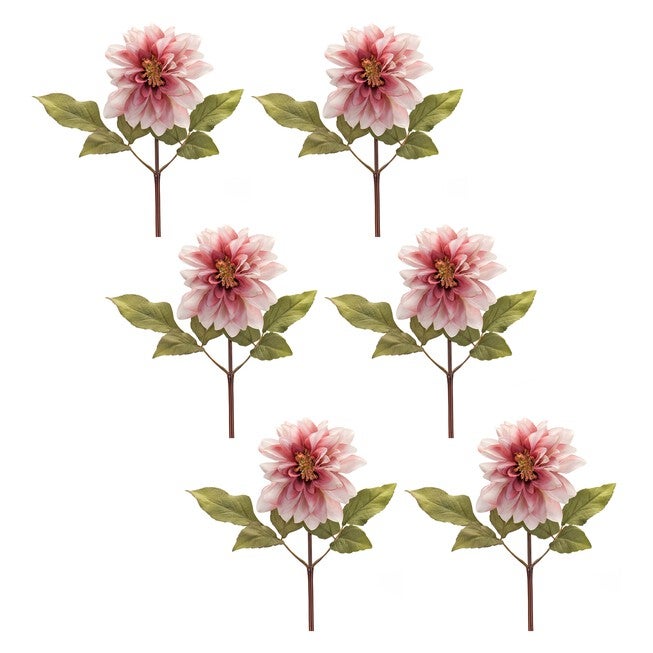 Dahlia Stem (Set of 6) 16 inchesH Polyester, PINK, alternate image number 2