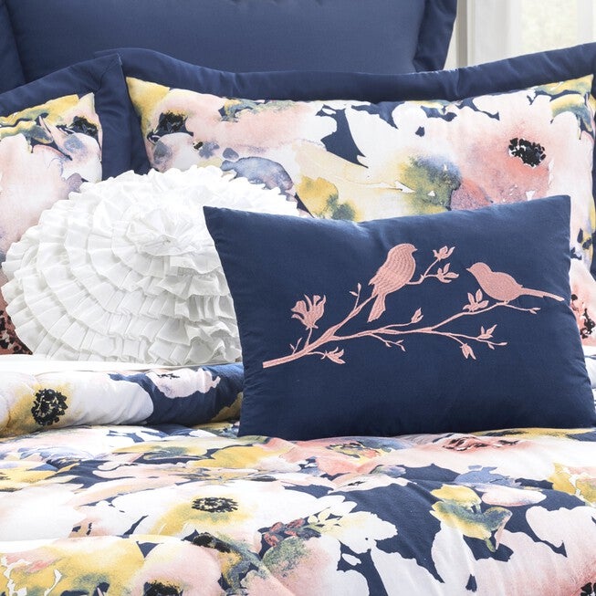 Lush Décor Floral Watercolor Comforter Blue 7-Pc. Set, , alternate image number null