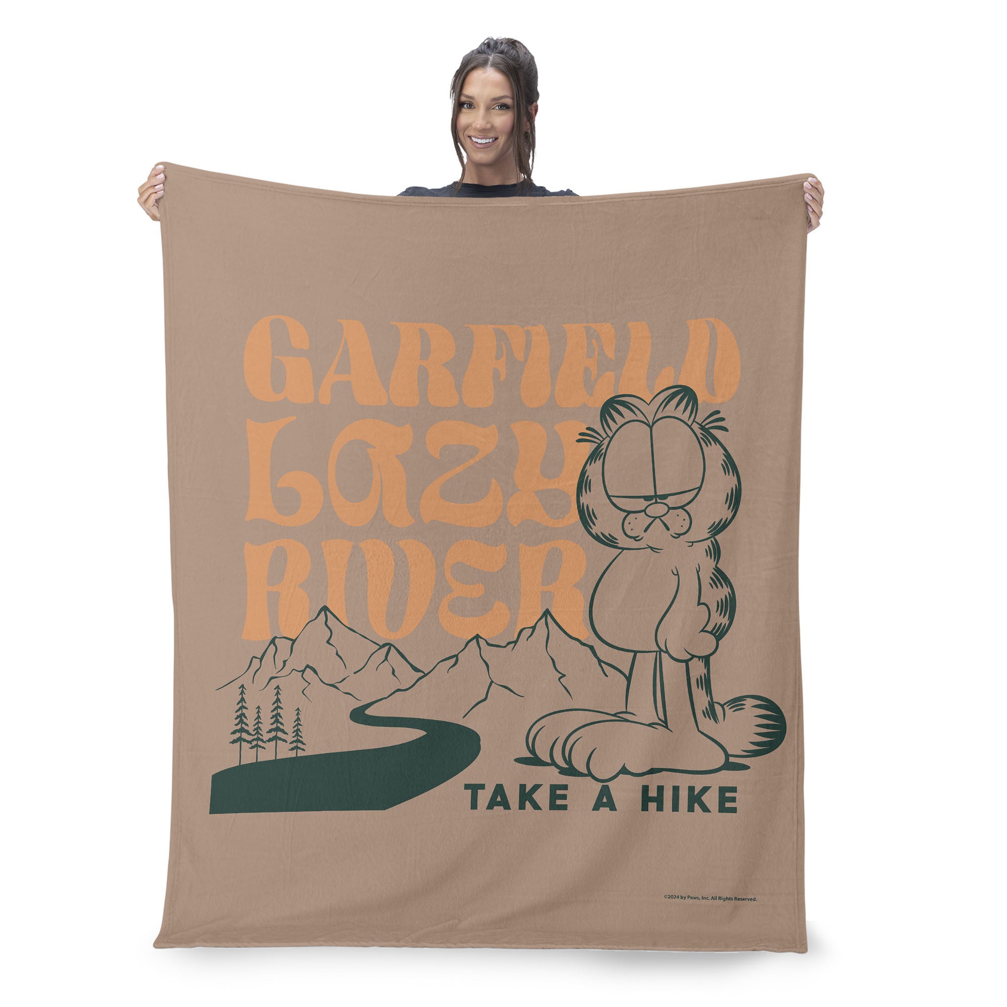 Nickelodeon Garfield Take a Hike Silk Touch Sherpa Throw Blanket 50x60 Inches, BROWN, on-hover image number 1