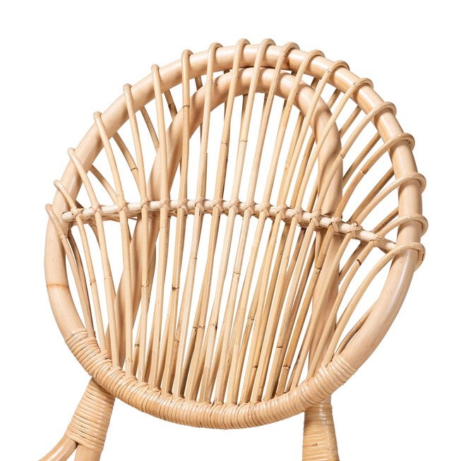 Iris Modern Bohemian Natural Brown Rattan Dining Chair, , alternate image number null
