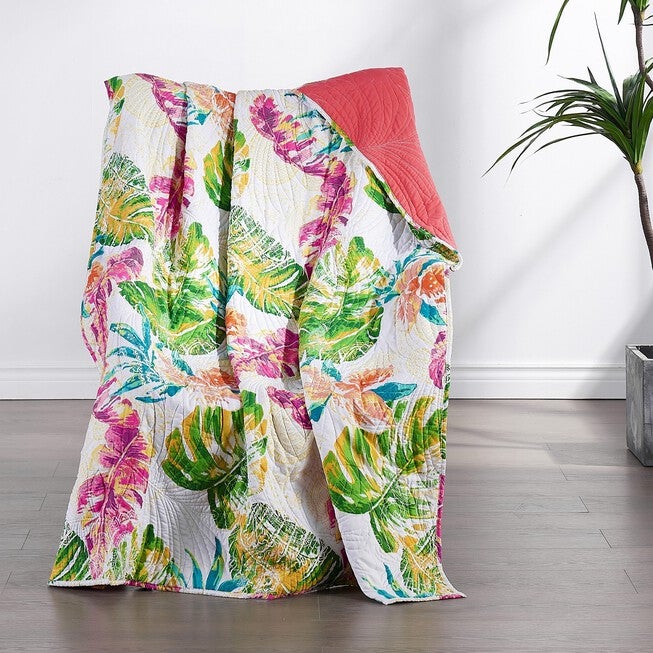 Tropics Throw Blanket, CORAL, hi-res image number 0