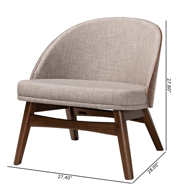 Lovella Mid-Century Modern Grey Fabric And Walnut Brown Finished Wood 2-Piece Accent Chair Set, , alternate image number 8