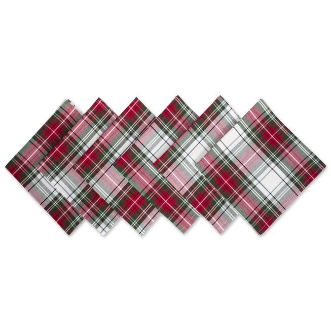Christmas Plaid Napkin, Set of 6, RED, hi-res image number 0